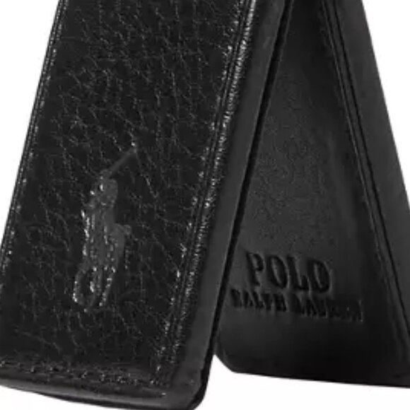 Polo Ralph Lauren Black Pebbled Leather Money Clip Great gift for Christmas! - Picture 5 of 5